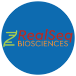 Realseq biosciences logo with blue circle background