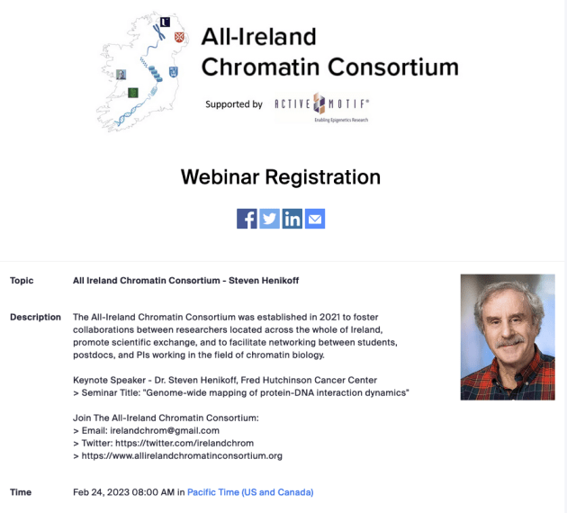 Flyer for All Ireland Chromatin Consortium with Steven Henikoff