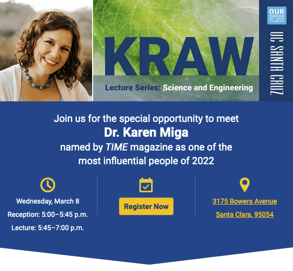 Flyer for KRAW Lecture Series with Dr. Karen Miga