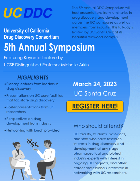 Flyer for the 2023 University of California Drug Discovery Consortium Research Symposium